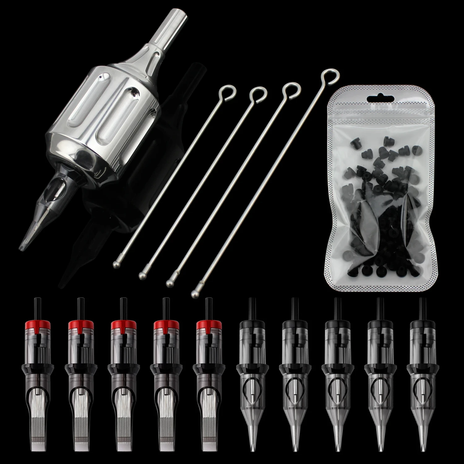 

DISCOVER DEVICE Heavy Stainless Steel Tattoo Cartridge Grip Kit with Rotary / Coil Tattoo Machine