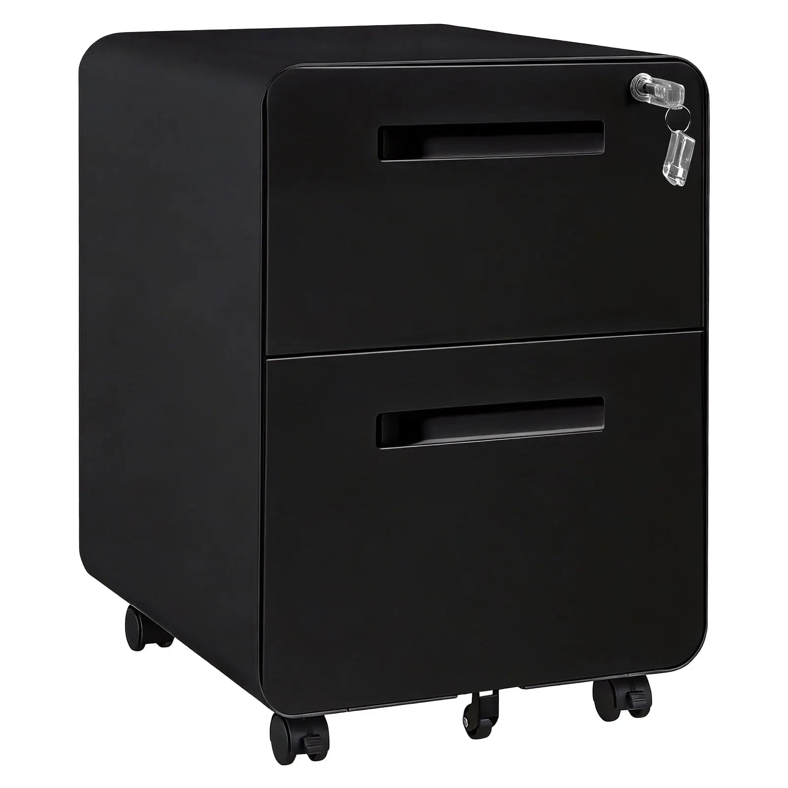 2 Drawer Mobile File Cabinet With Lock Under Desk Metal Roll
