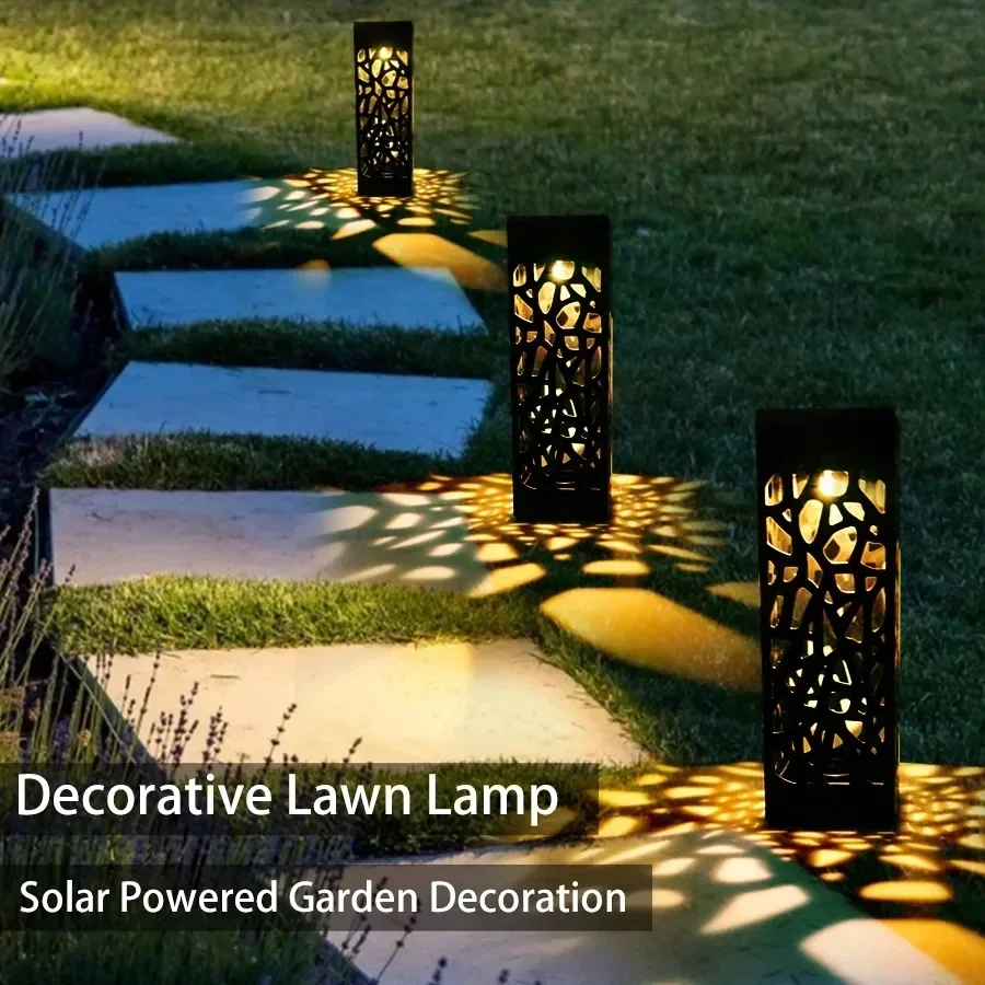 Solar Lawn Lights Hollow Projection Lights Waterproof Retro Garden Decoration Solar Path Lamp Courtyard Outdoor Landscape Lights