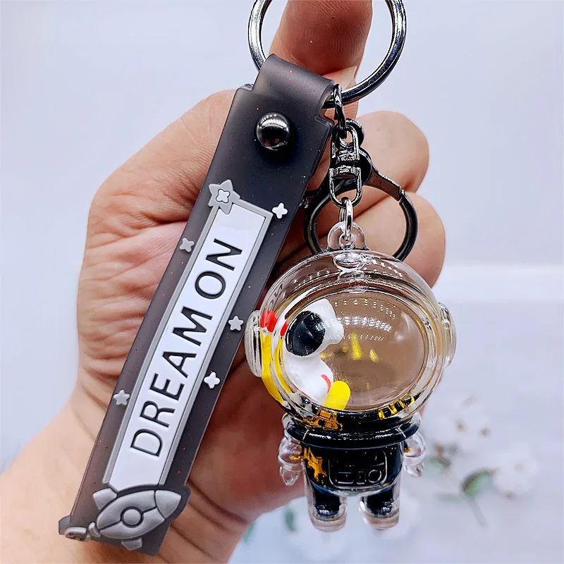 Creative Internet Red Black Gold Into The Oil Astronaut Pendant Cartoon Cute Keychain Car Accessories Bag Pendant Astronaut