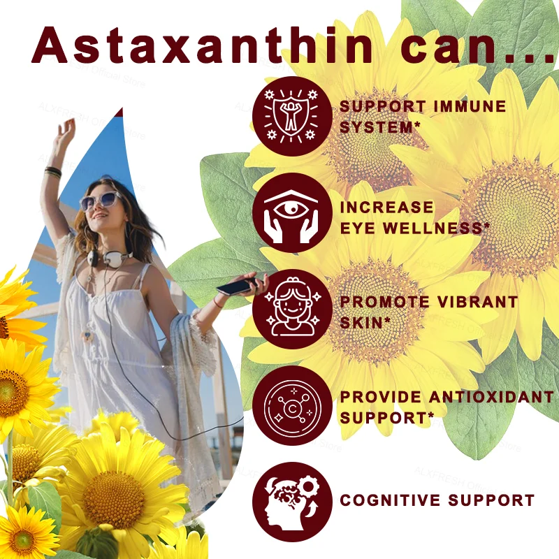 Liposomal Astaxanthin 24mg High Absorption Antioxidant for Eyes, Skin,Immune, Brain Cognitive Support Non GMO Natural Supplement