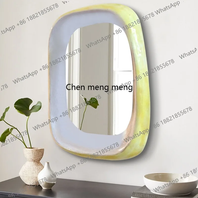 Light luxury style sink wall hanging, square dressing mirror, art living room decorative mirror