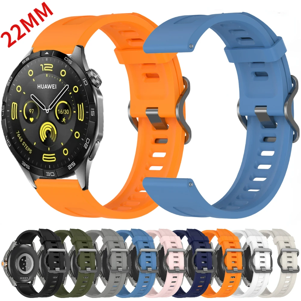 

22mm Silicone Band for Huawei Watch GT4 46mm/4 3 Pro/GT3 2 2e Sport Wrist Strap for Xiaomi Mi Watch Color 2/S4 S3 S2 S1 Bracelet