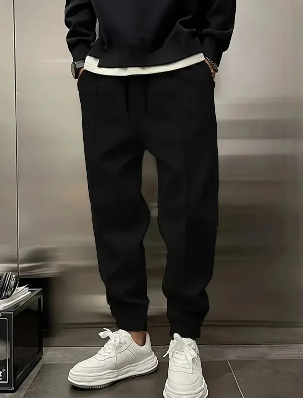 Męskie grube bluzy z kapturem na jesień i zimę 2025 w stylu europejskim i amerykańskim, luźne, sportowe spodnie dresowe.