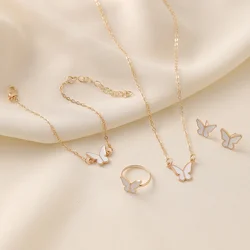 5PCS Personalized Butterfly Glazed Necklace, Exquisite, Small and Fashionable, High end, and High Sense Collar Chain Set