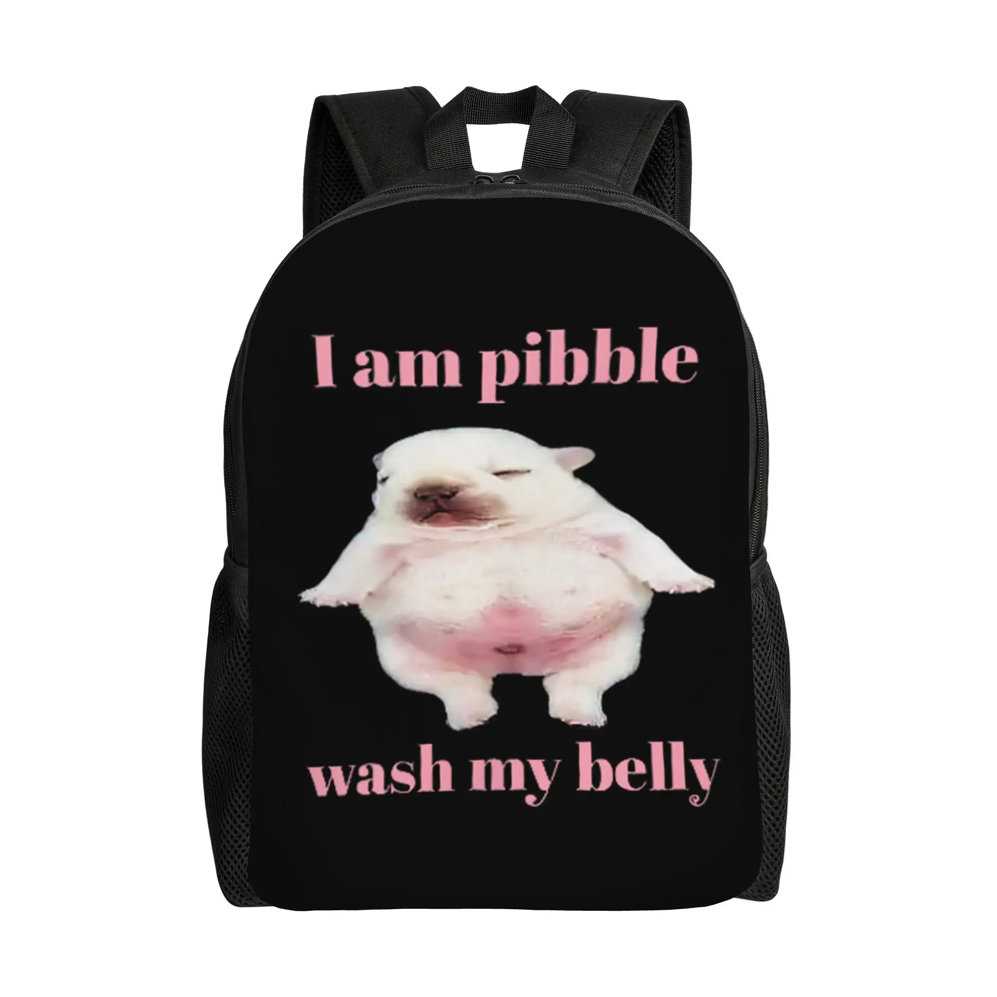 I Am Pibble Wash My Belly Pibble Meme Funny Dog Brainrot Backpack University Backpacks High Quality Soft School Bags Rucksack