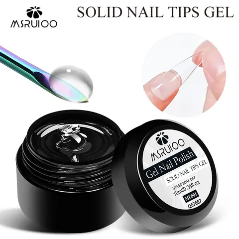 MSRUIOO 10 ml klares, festes Nagelspitzen-Gel, langlebiges, blasenfreies UV-/LED-Baugel für Nägel, Zuhause, Salon, Maniküre, DIY-Design