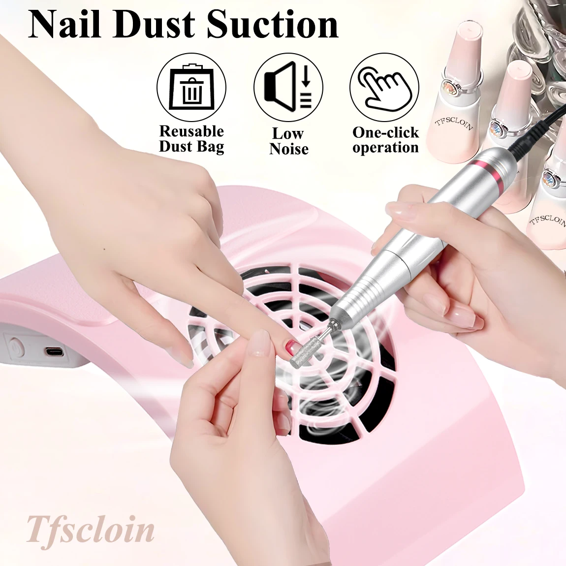 Nowy odkurzacz do pyłu paznokci do maszyn do manicure, mocny odkurzacz do paznokci z wymiennym workiem na kurz do sprzętu do paznokci.