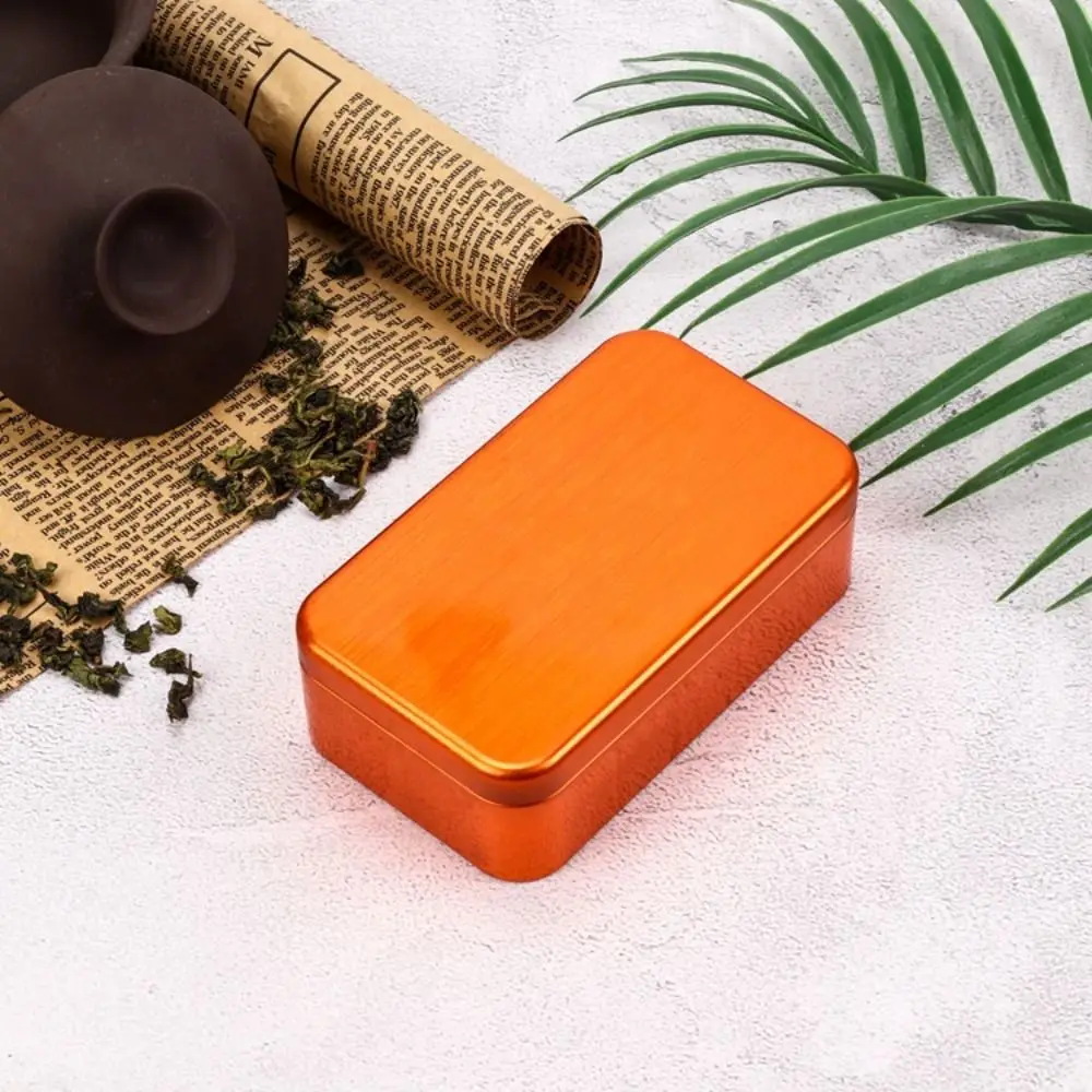 1Pcs Small Organizer Aluminum Tin Box Candy Pill Cases Bins Jar Hinged Containers Rectangular Mini Metal Storage Box Candle Jars