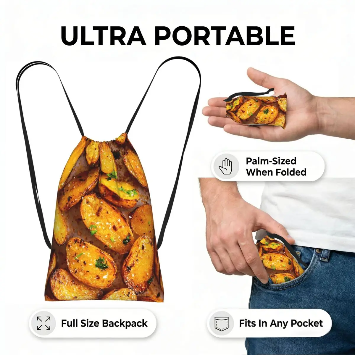 I Don't Know I'm Just A Potato Potato Lover Gift Drawstring Backpack Sports Gym Bag Portable Travel Drawstring Bag for Men Women