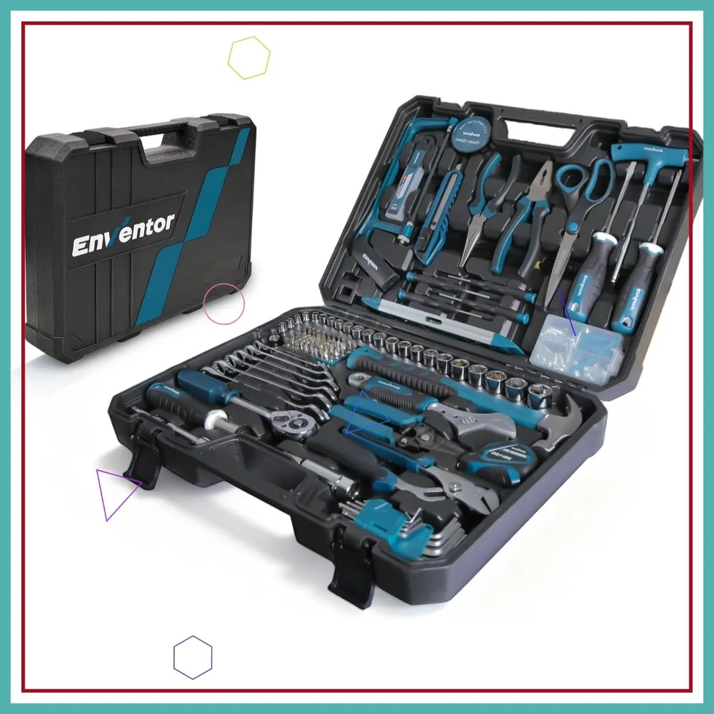 

220-Piece Home Tool Kit with Toolbox, Wrench and Hand Tools for DIY Repairs, Auto Maintenance, General Use in Blue