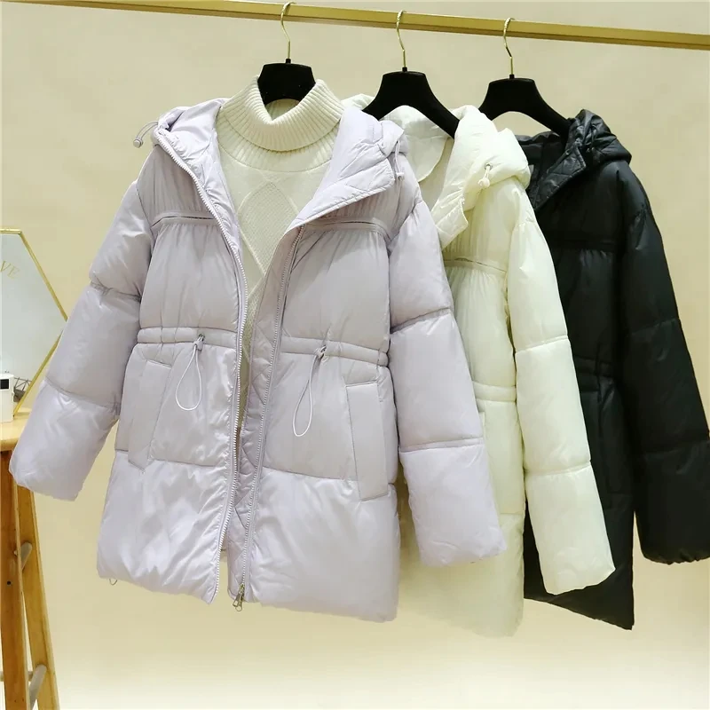 

Fashion Hooded Down Cotton Coat Womens Winter Parkas Jacket Long Warm Padded Puffer Parkas Snow Wear Ouertwear Female Clothes