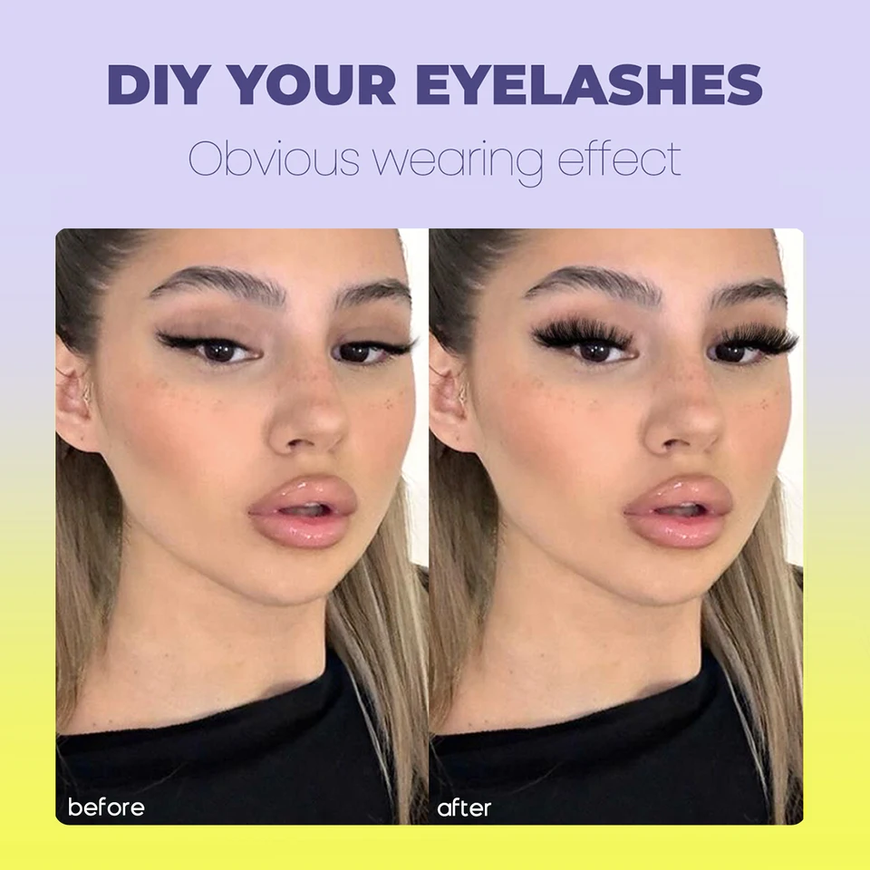 GROINNEYA Racimos de Pestañas Ojos de Gato Delicadas Individuales Extensiones Volumen Esponjosas DIY Maquillaje 3