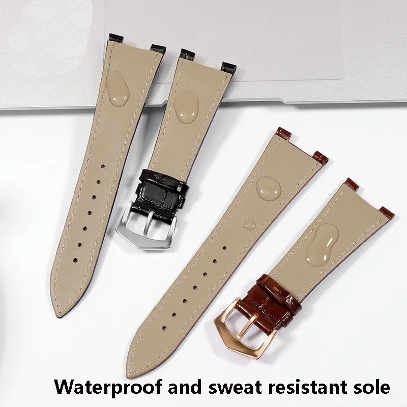 Watch Accessories Genuine Leather Watch Strap For Patek Philippe Nautilus Watchband Concave 13mm Mouth Bracelet   Men 25x13mm