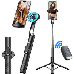 Magnetic Extendable Selfie Stick Tripod Stand with Bluetooth Wireless Remote for Magsafe IPone Android Gimbal Stabilizer Monopod