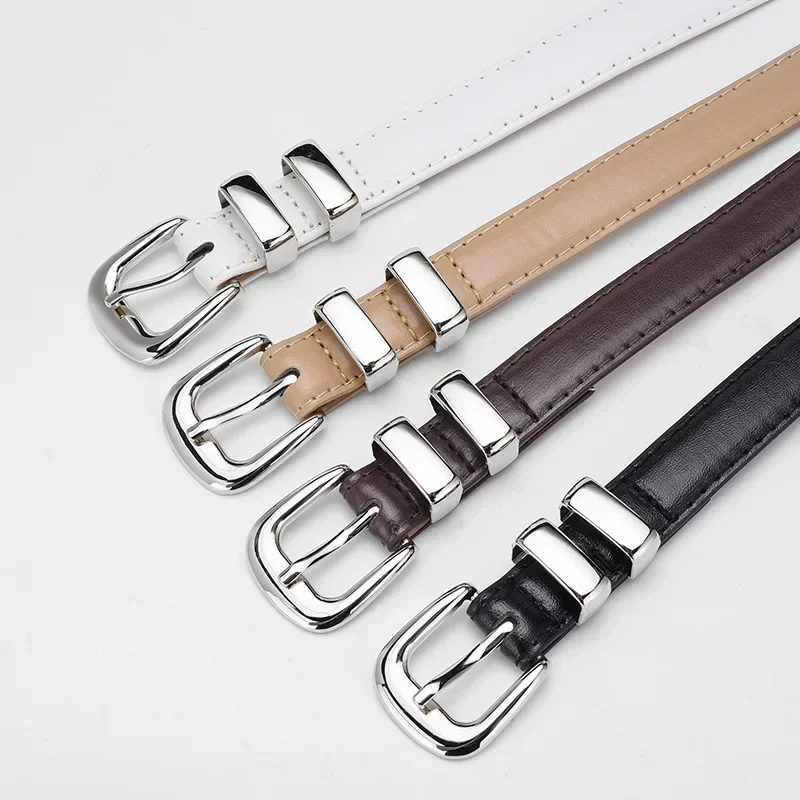 Women's Belt Fashion Pin Buckle Windproof Belt PU Leather Belts Thin Belt Genuine Luxury Women with Cargo Pants Jeans Tool 105cm