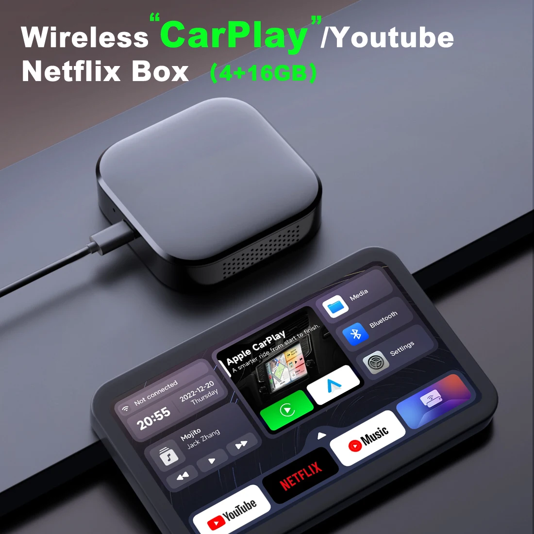 Car Play Mini Box  Wireless Android Auto For Audi Benz Mazda Toyota For Netflix YouTube 4G16G LTE GPS