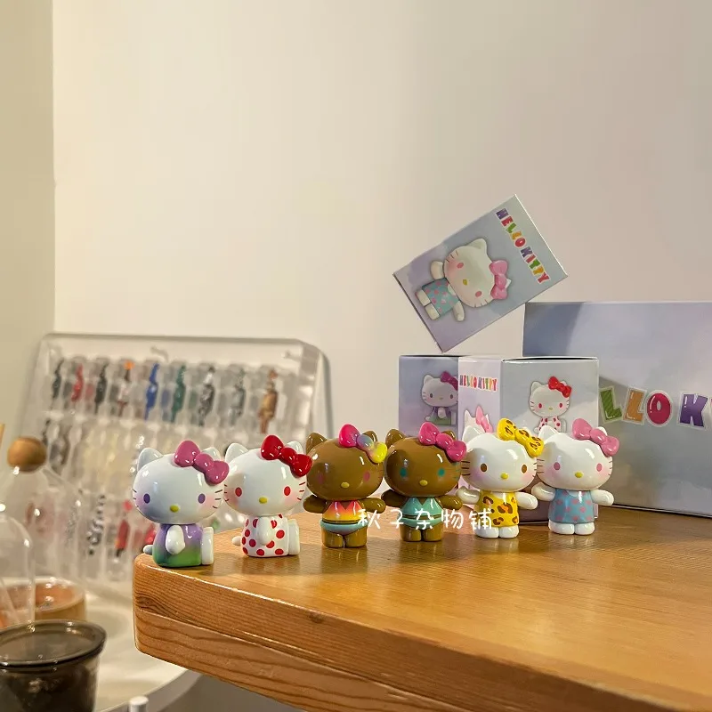 

Hello Kitty, летняя радужная серия конфет, слепая коробка, игрушки, милые KT кошки, аниме-фигурка, модель куклы, игрушки, коллекционные украшения