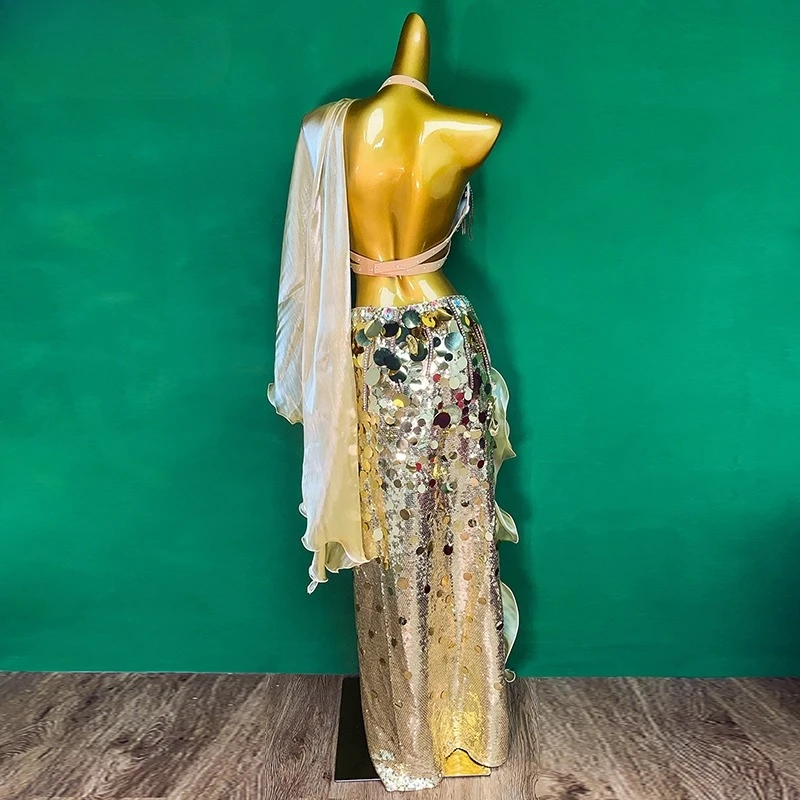 Customized Belly Dance Performance Dress Suit Set Oriental Dance Costume Practice Dress Split Skirt Indian Clothes Women