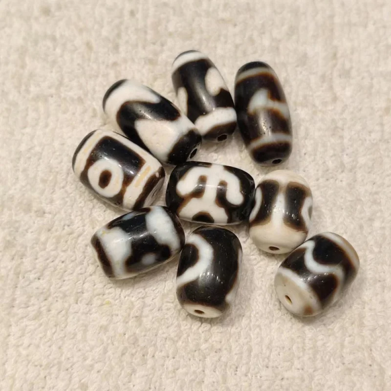 Infiltration Black And White Calcified Agate Dzi Bead Necklace Pendant Bracelet Accessories Ethnic Fashion Versatile 2