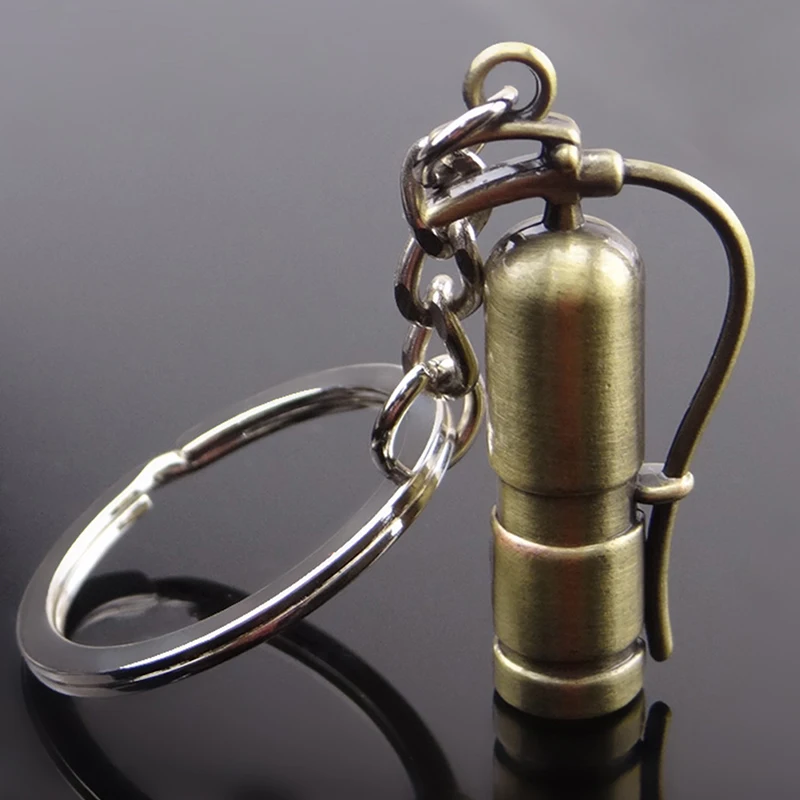 New Fashion Keychain Fire Extinguisher Fireman Pendants DIY Men Jewelry Car Key Chain Ring Holder Souvenir For Gift