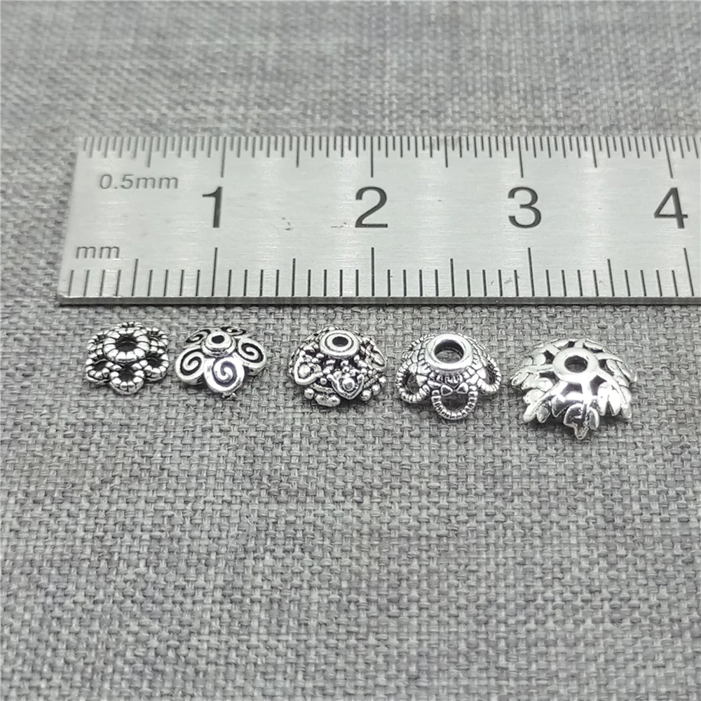 10 Sterling Silver Flower Bead Caps 925 Silver Snowflake Spacer Bead Cap