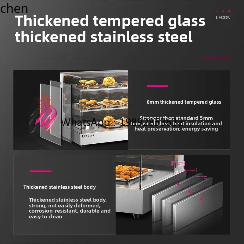 

Insulation Cabinet Commercial Fried Chicken Burger Display Cabinet Deli Food Bread Egg Tart Small Heating Thermostat