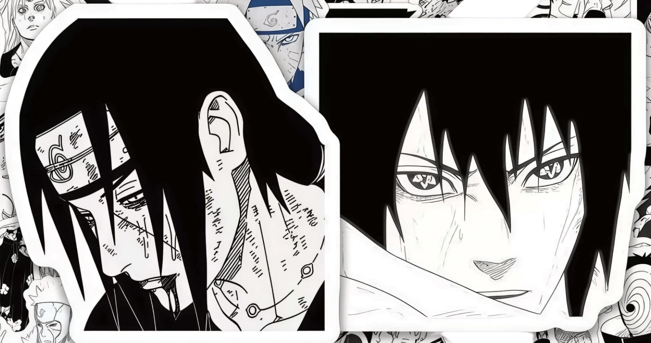 100Pcs Naruto Black & White Manga Style Sticker Set, Classic Anime Character Scene Decals for Laptop, Skateboard & DIY Decor image 5