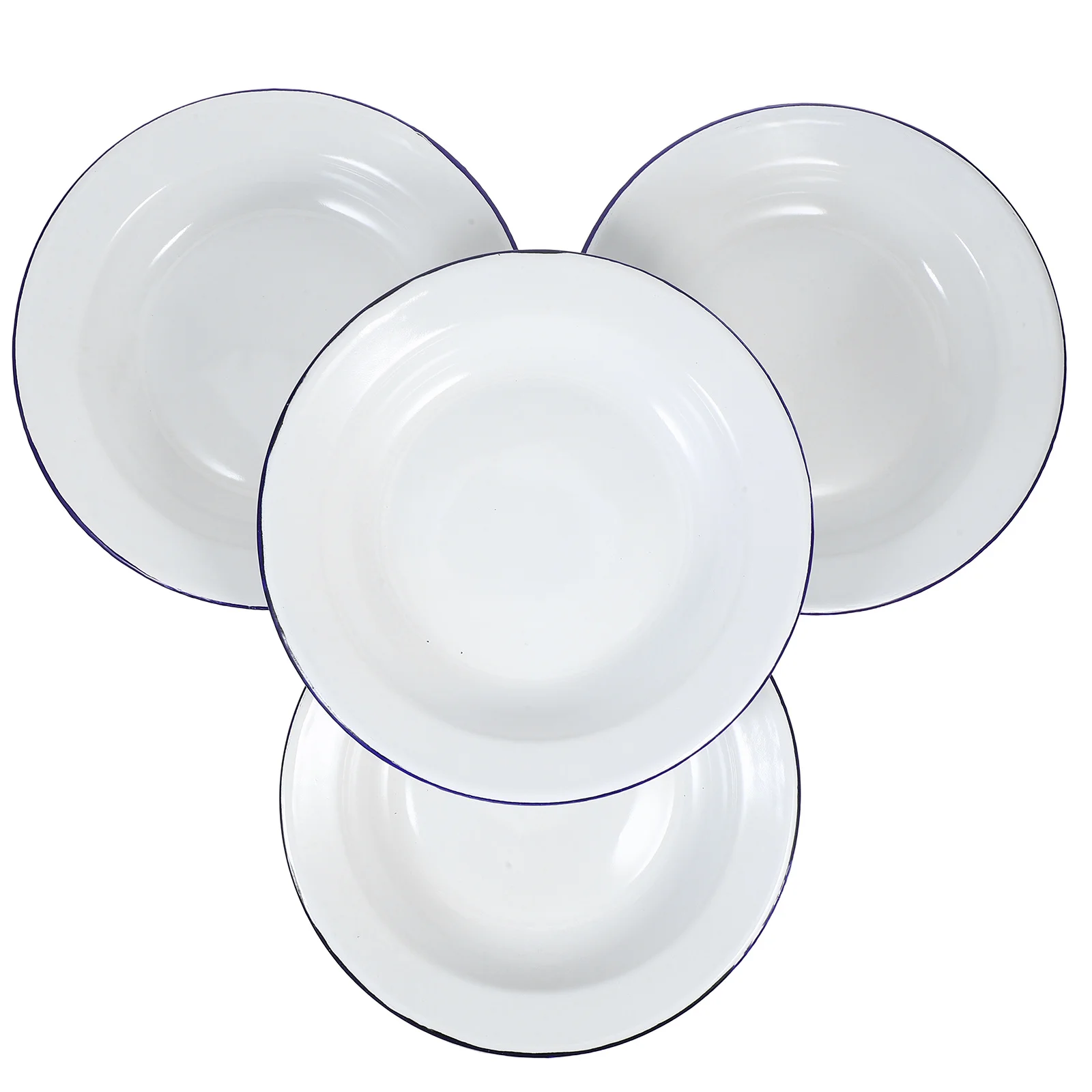 

4pcs Enamel Plates Sturdy Retro Serving Dish Flat Edge Soup Salad Tray For Home Restaurant Shallow Dining Plate Set Kitchenware
