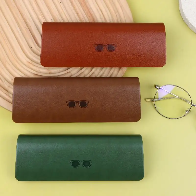 Simple PU Leather Hard Glasses Case Pressure Resistant Portable Spectacle Storage Box Men Women Glasses Protector Daily Use
