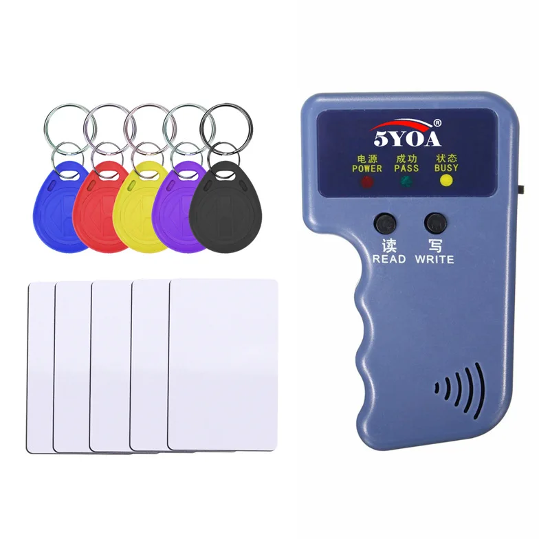 125KHz EM4100 RFID Copier Writer Duplicator Programmer Reader + T5577 EM4305 Rewritable ID Keyfobs Tags Card 5200 Handheld