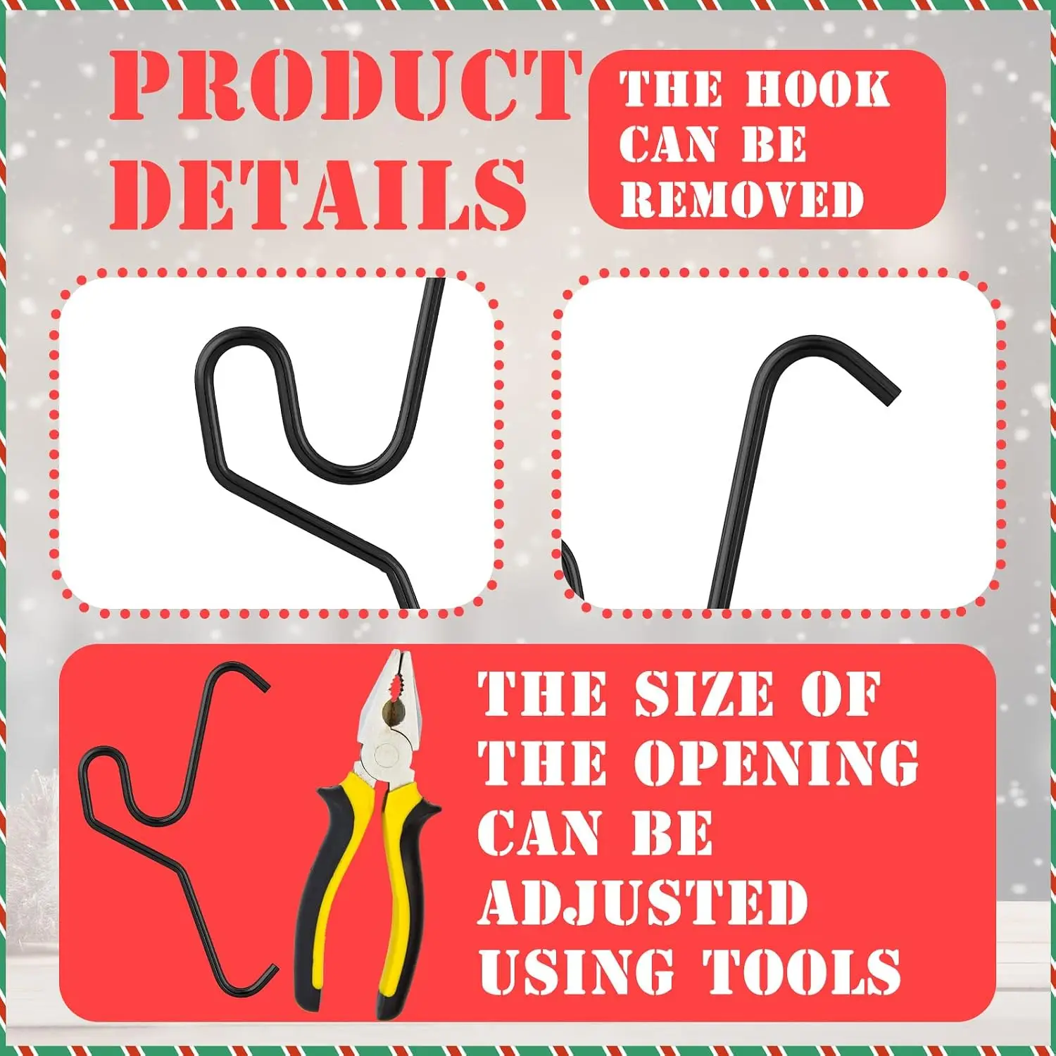 12Pcs Brick Hooks for Hanging Outdoor Christmas Decorations, No Drill Brick Wall Clips, Heavy Duty Brick Hangers for Lights Wrea