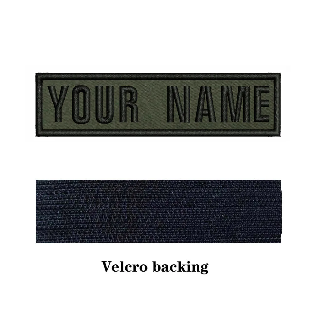 Army Green Background 10X2.5cm Embroidery Custom Name Text Patch Stripes Badge Iron On Or Sew On Or  Patches