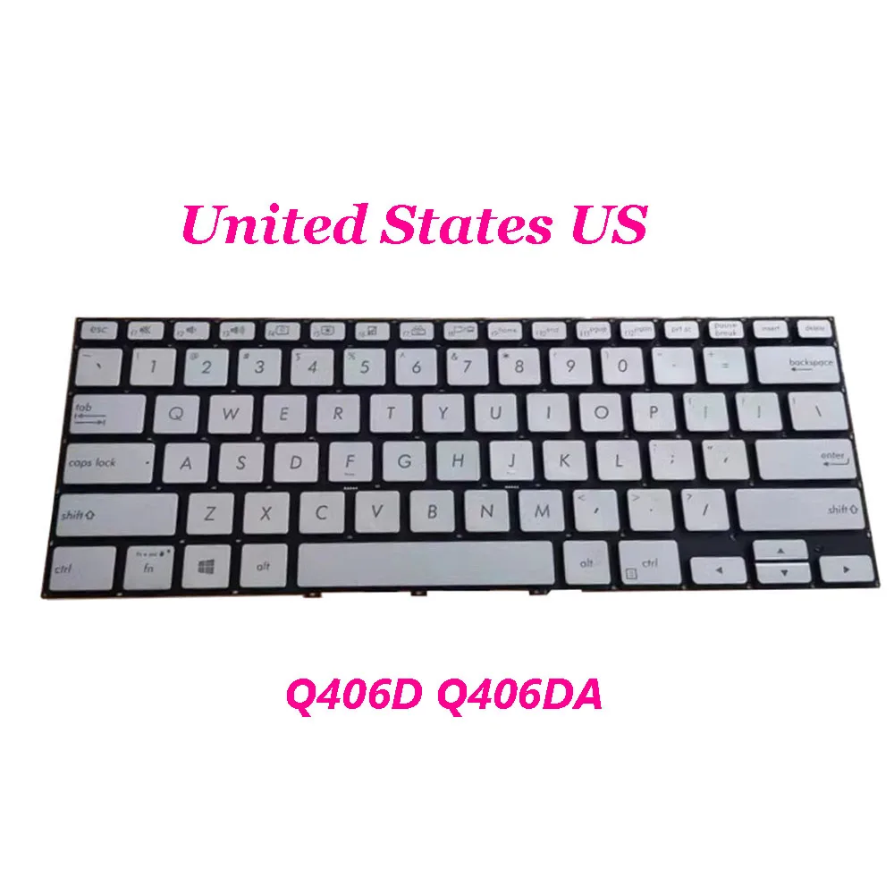 

Laptop Keyboard For ASUS Zenbook Flip 14 Q406D Q406DA United States US Silver With Backlit