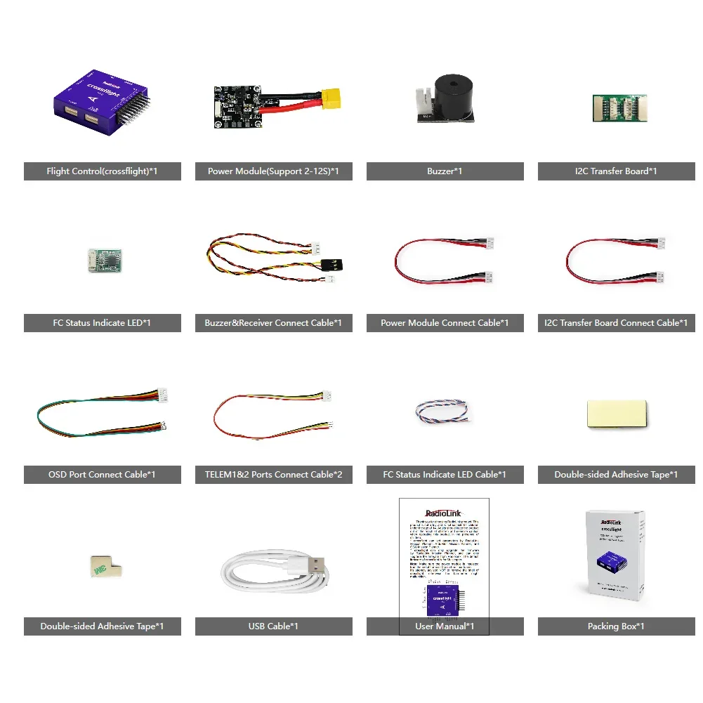 Radiolink Crossflight Flight Controller with Mini M8N GPS 10 PWM channels for Drone Helicopter Airplane Helicopter Car Boat