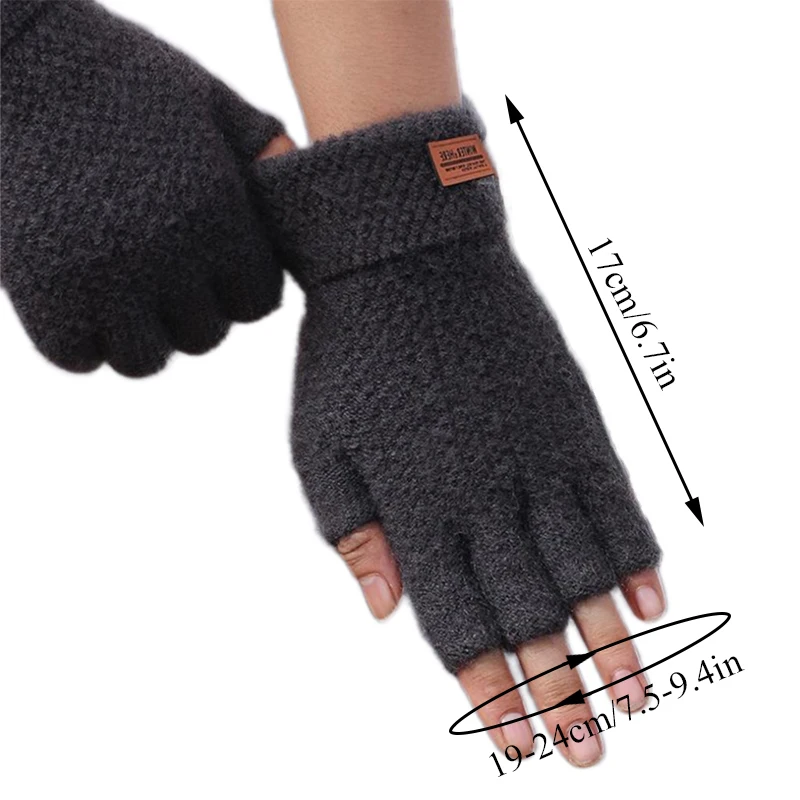 Guantes de punto elásticos para hombre y mujer, manoplas de medio dedo para pantalla táctil al aire libre, Color sólido, invierno, venta al por mayor