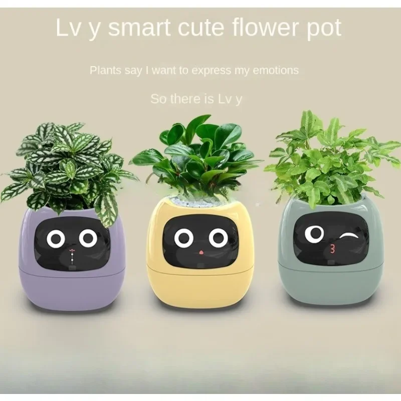 

Intelligent Potted Ivy Desktop Green Plant Intelligent Cute Pet interaction Flower Pot Cartoon Expression Plant Emotions English