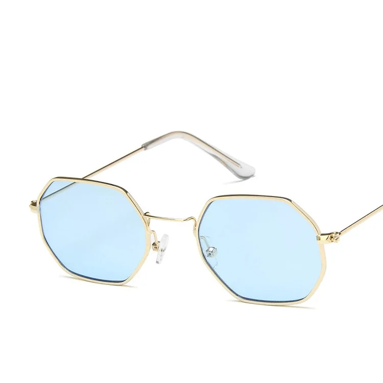 Clearance Ladies hexagon sunglasse  metal Women Brand Designer Fashion Rimless  Clear Ocean Lenses Sun Glasses  UV400