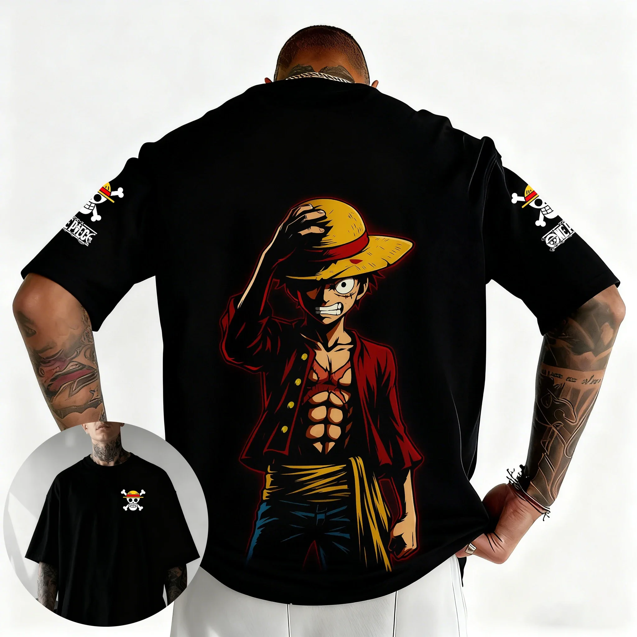 One Piece 2026 Summer Men  Streetwear Anime Graphic Oversized Short Sleeve Casual Daily Wear Roronoa Zoro Sword Art Green Blade view 4