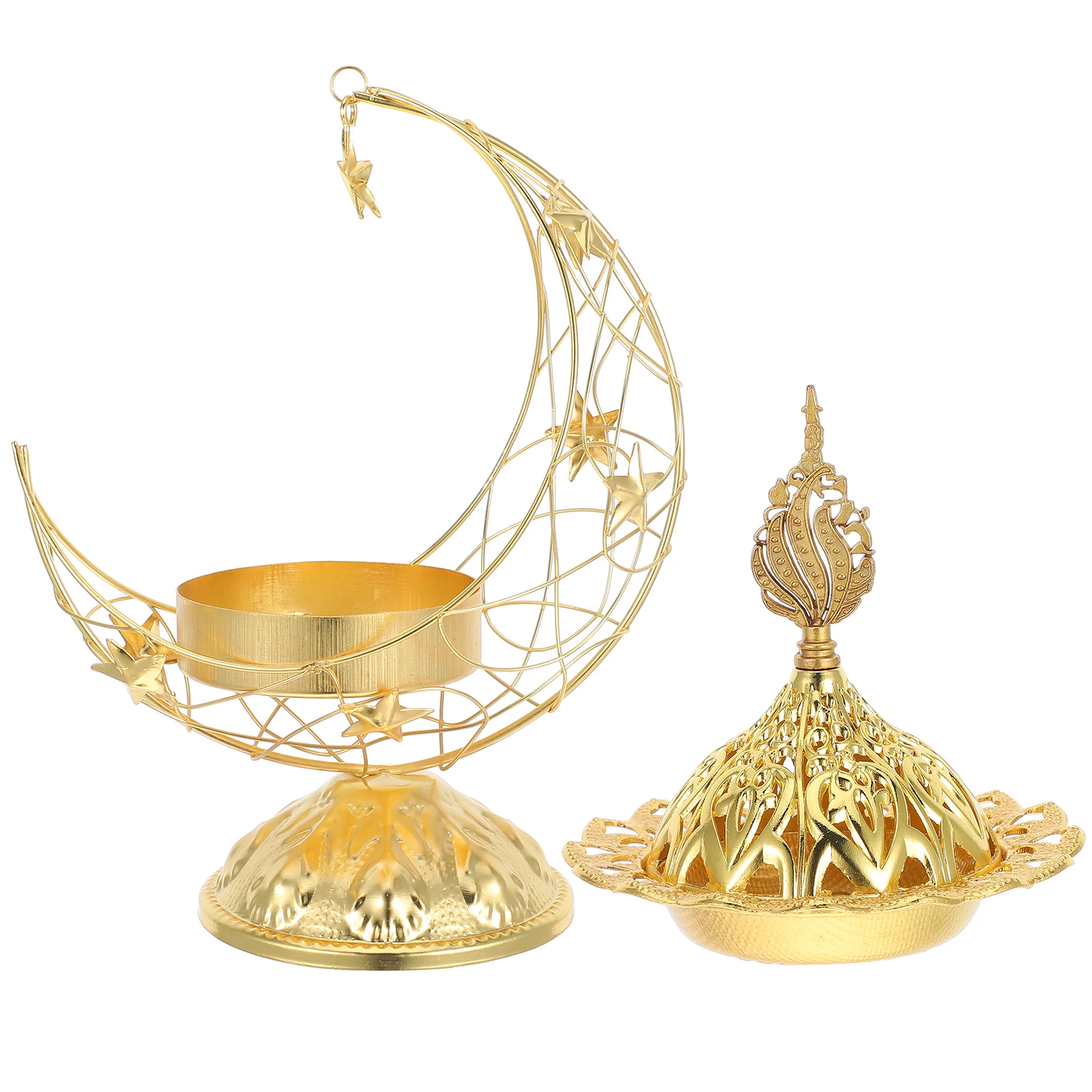 

1pcs Moon Incense Burner Iron Craft Aromatherapy Holder For Home Office Ramadan Decor Eid Mubarak Table Centerpiece Arabic