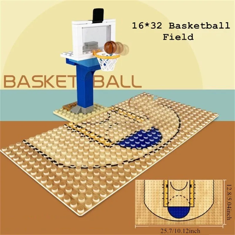 1pc 16*32 Dots  Base Plate Basketball Football Baseplate For Figure Field Court Block DIY Toys Christmas Gift for Children