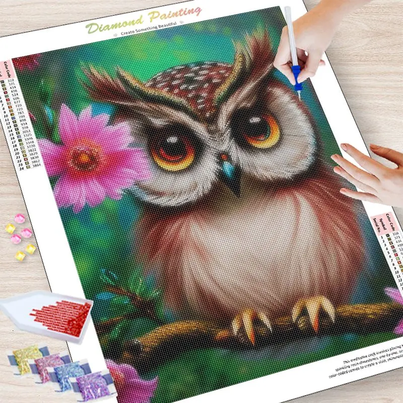 CHENISTORY Diamond Embroidery Complete Kit Owl Diamond Art Painting Kits Mosaic Animals Modular Pictures Decoration For Home