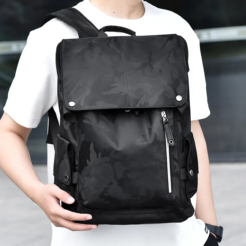 Nylon fabric simple men's business waterproof backpack, high-end wear-resistant large-capacity travel bag