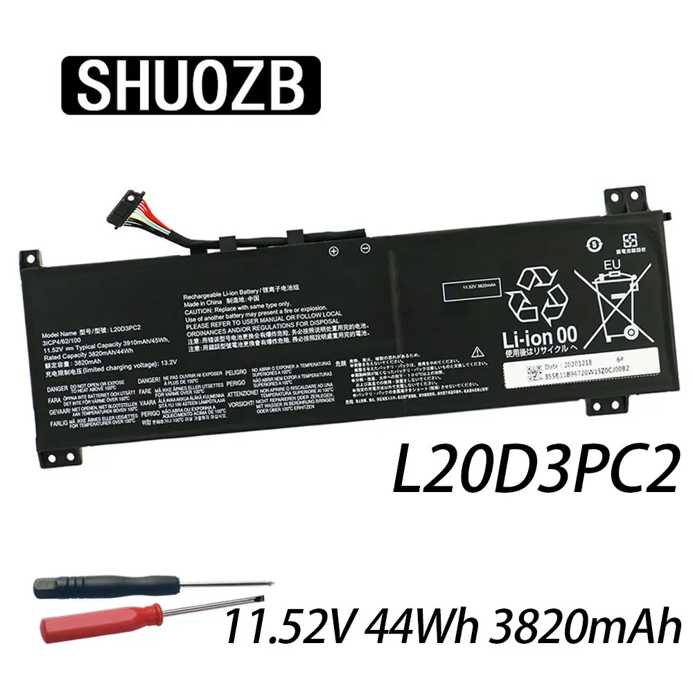 Batería L20L3PC2 para portátil Lenovo IdeaPad Gaming 3-15ACH6 15IHU6 L360-15 SSB10X55571 SSB11B96720 L20C3PC2 L20D3PC2 L20M3PC2, nueva