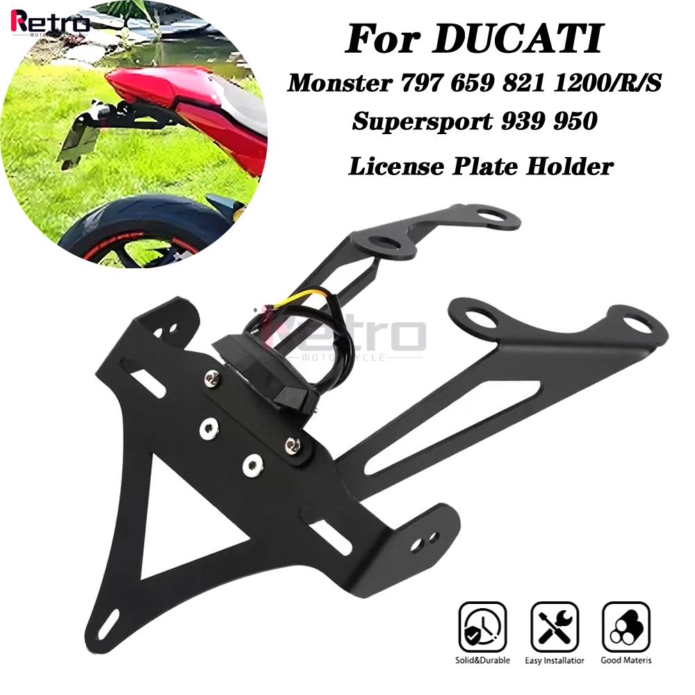 

Держатель номерного знака Fender Eliminator для DUCATI Monster 797 659 821 1200/R/S Supersport 939 950 мотоциклетный хвост аккуратный светодиодный светильник
