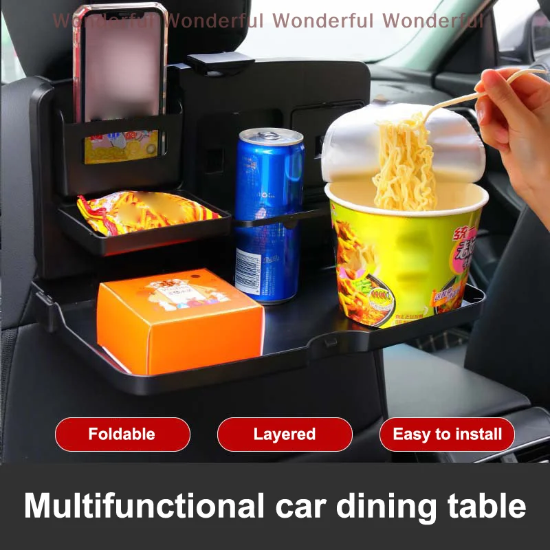

1PC Multi-Functional Auto Dining Shelf with Food and Cup Storage; Car Interior Organizer