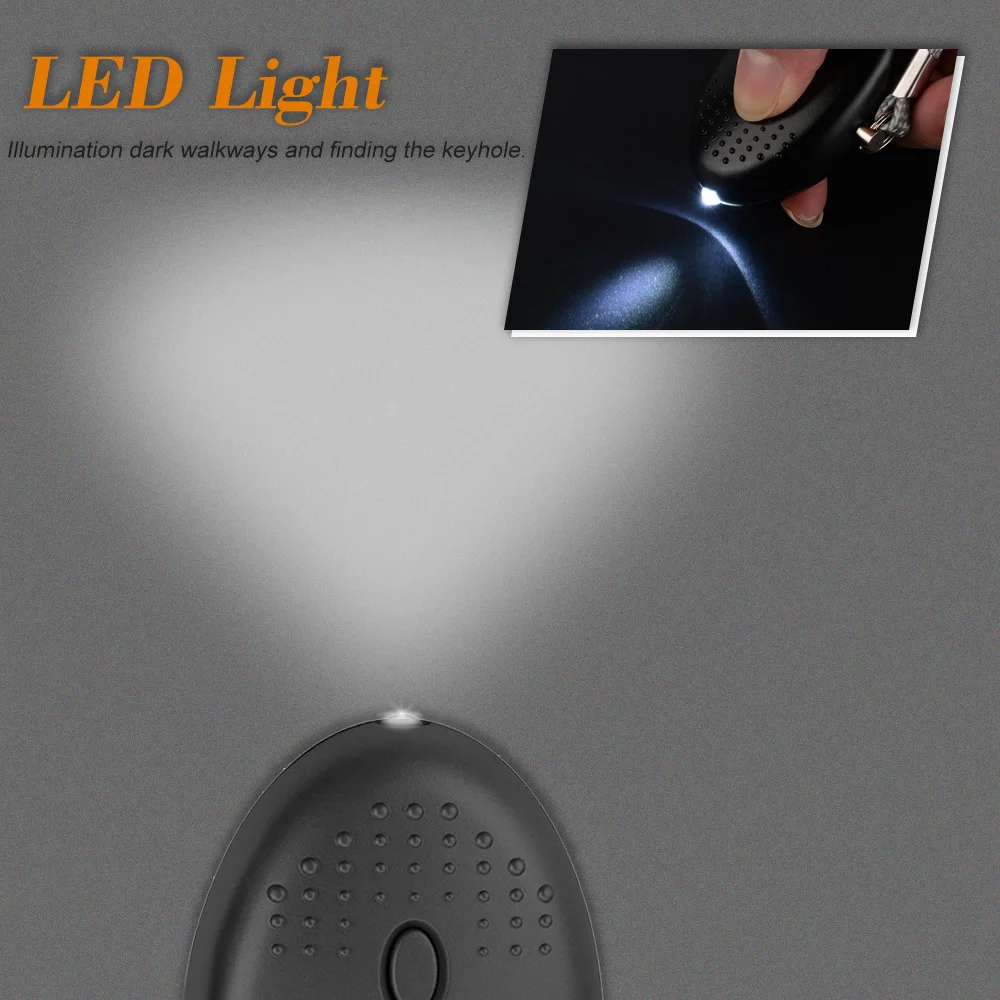 ZK10 개인 경보 120-130dB 안전 사운드 비상 자기 방어 보안 경보 키 체인 LED 손전등