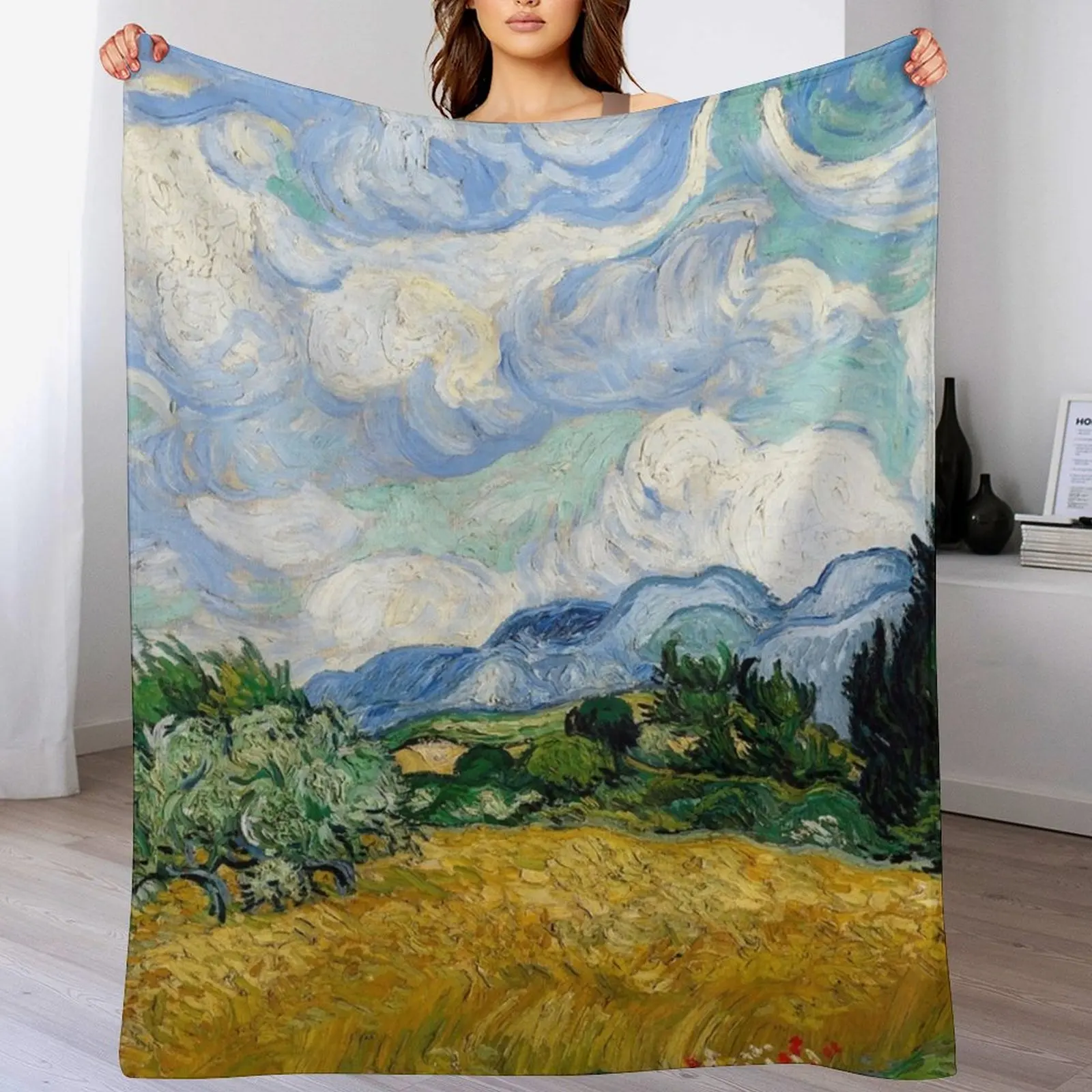 

Wheat Field with Cypresses by Vincent van Gogh Throw Blanket Thermal Plush Blankets