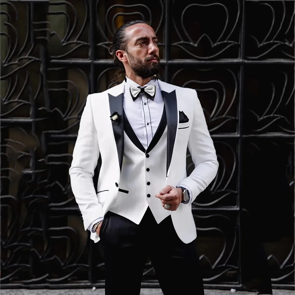 

Mens Wedding Suits For Men 3 Pieces Formal Elegant Male Suits Groom Tuexdos Blazer+Vest+Pants Costume Homme Mariage