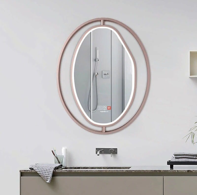 3 Colors Dimmable Makeup Mirror LED Hanging Mirror Smart LED Bathroom Mirror Silver Modern Smart Touch Sensor Switch